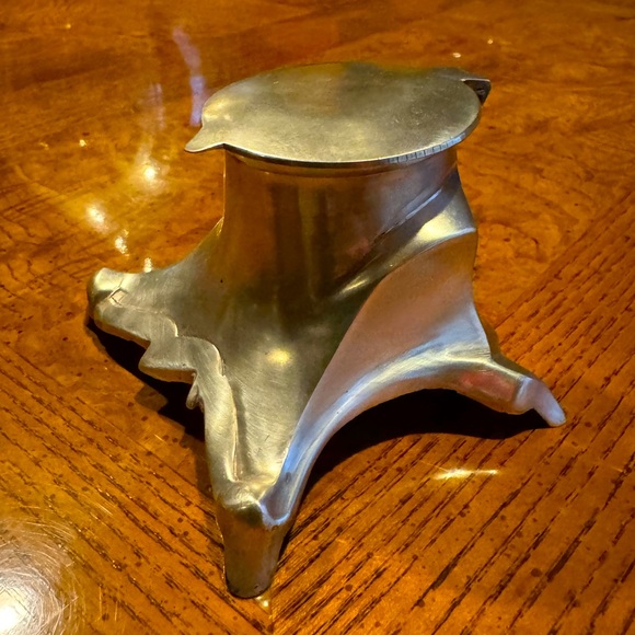 Art Nouveau Ink Well with Glass Insert - Metal Alloy - Vintage - Picture 5 of 12